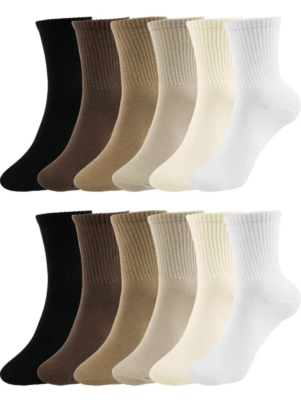 Cute Cotton Crew Socks for Women - Soft Casual Calf Socks, 6 Pairs, Size 5-10